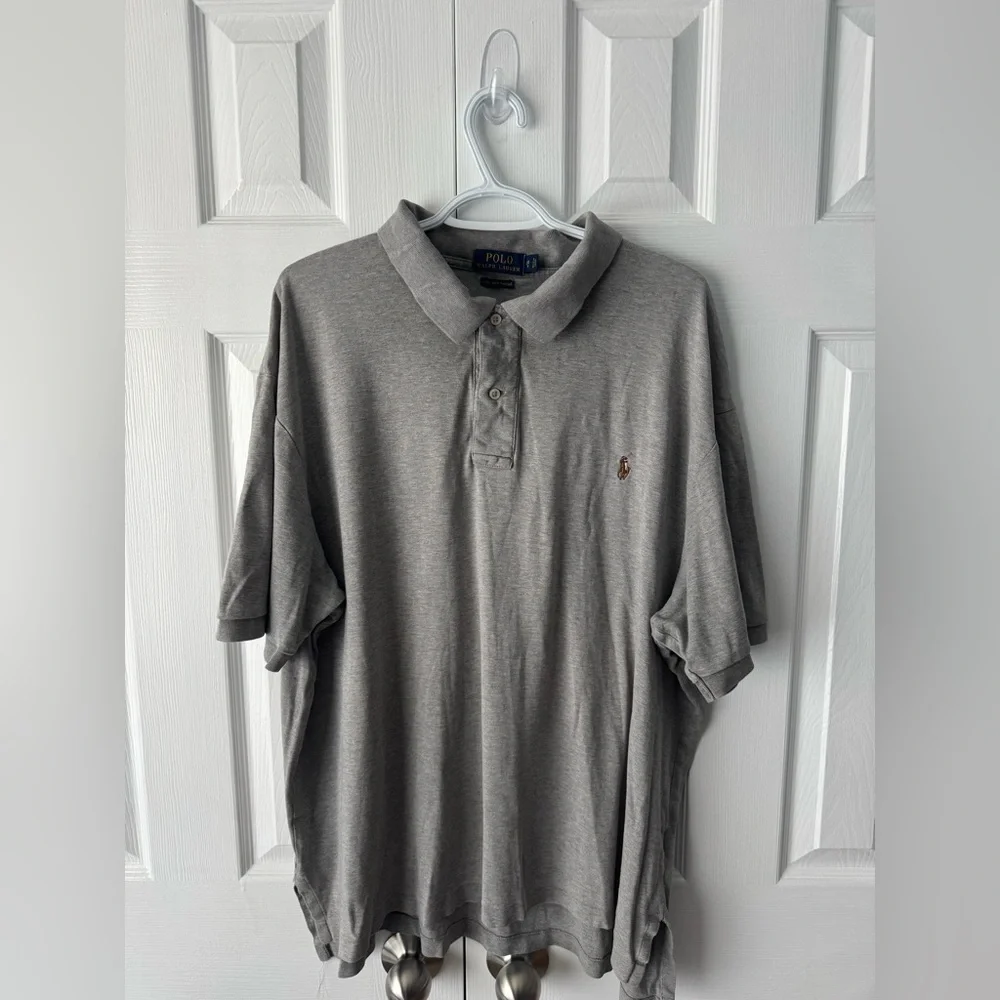 Polo Ralph Lauren Light Grey Pima Cotton Polo 2XB w/ Multicolor Pony Logo